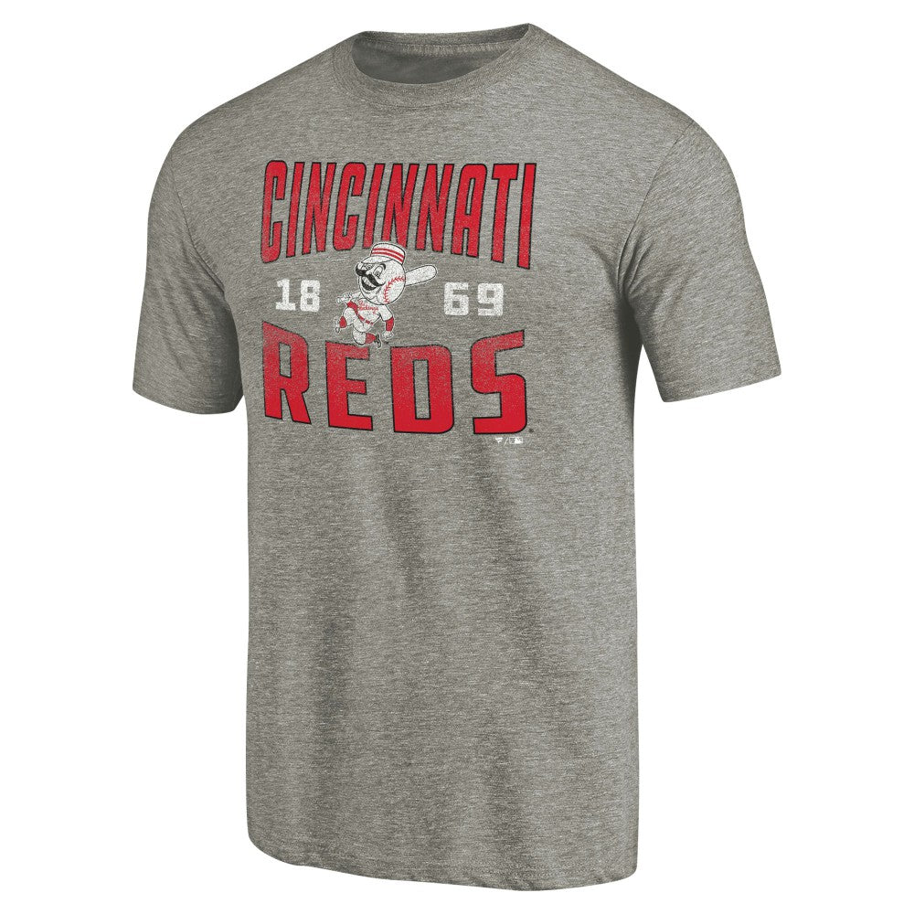 Cincinnati Reds Cooperstown Collection Antique Stack Tri-Blend T-Shirt - Gray