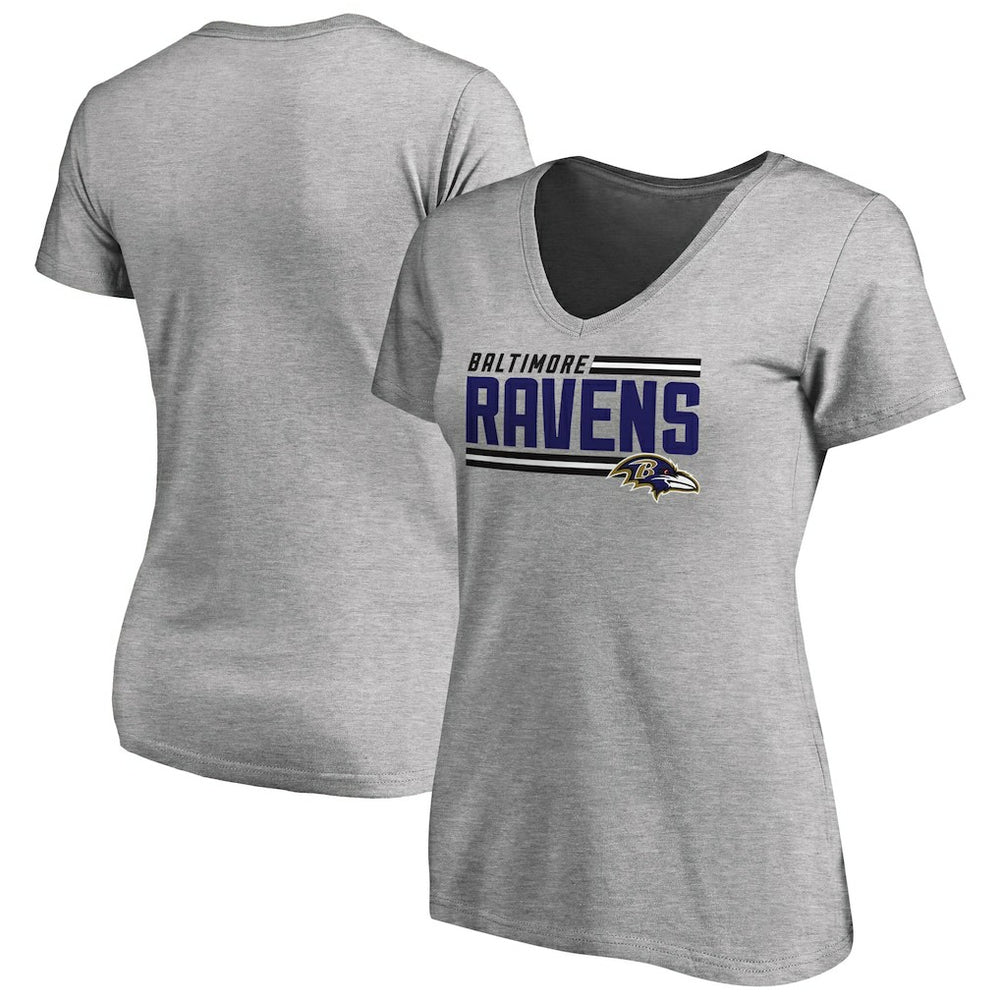NFL Baltimore Ravens Women's Iconic Collection On Side Stripe V-Neck T-Shirt