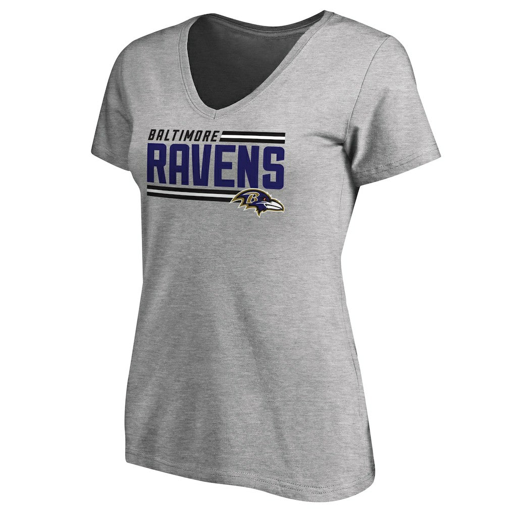 NFL Baltimore Ravens Women's Iconic Collection On Side Stripe V-Neck T-Shirt