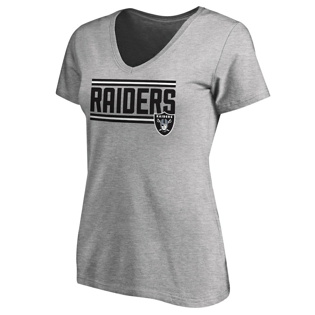 NFL Las Vegas Raiders Women's Iconic Collection On Side Stripe V-Neck T-Shirt