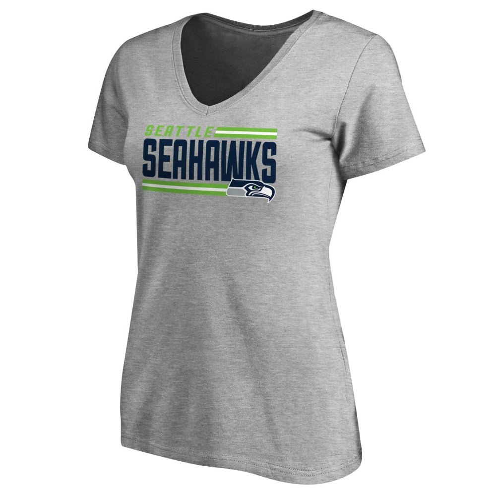 NFL Seattle Seahawks Women's Iconic Collection On Side Stripe V-Neck T-Shirt