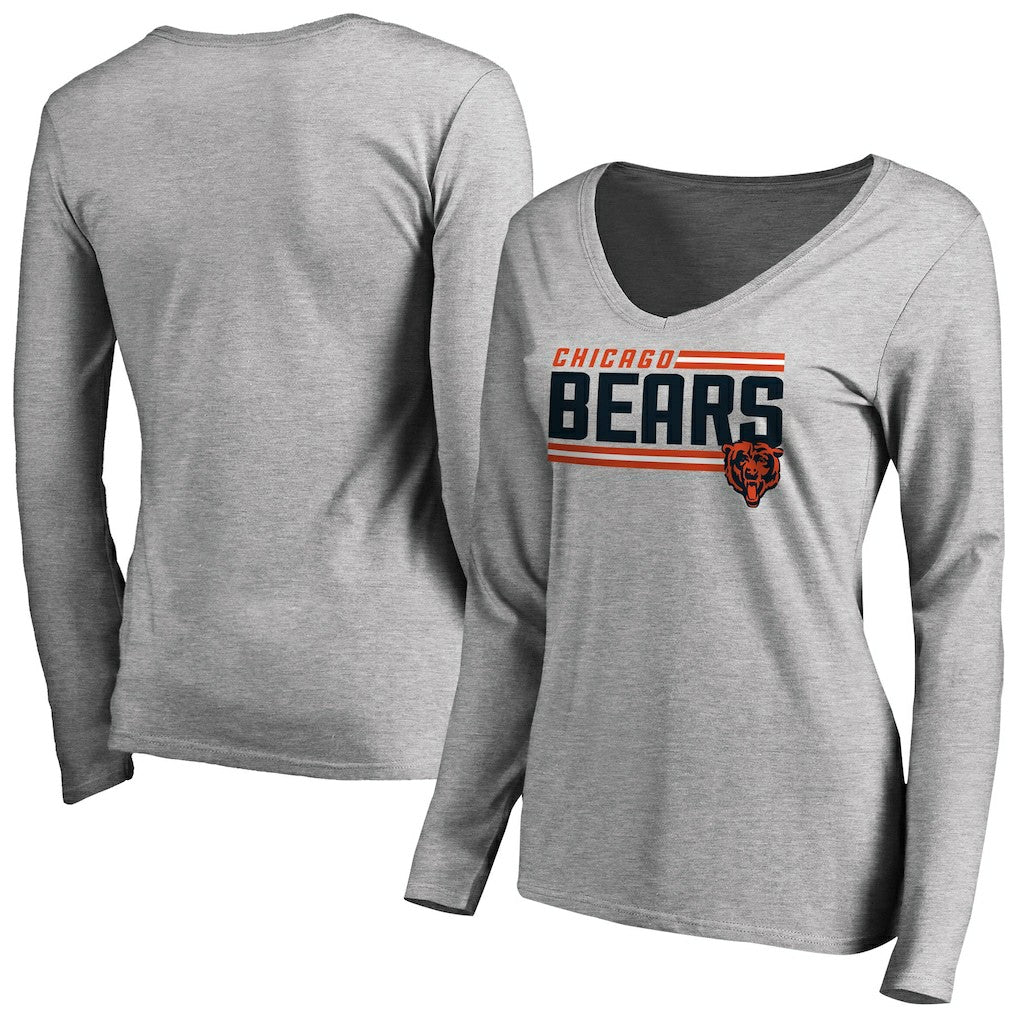 NFL Chicago Bears Women's Iconic Collection On Side Stripe Long Sleeve V-Neck T-Shirt