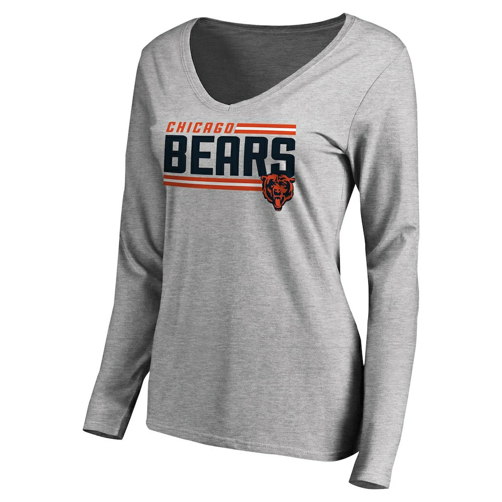 NFL Chicago Bears Women's Iconic Collection On Side Stripe Long Sleeve V-Neck T-Shirt