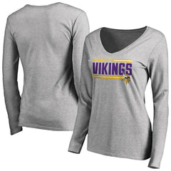 NFL Minnesota Vikings Women's Iconic Collection On Side Stripe Long Sleeve V-Neck T-Shirt