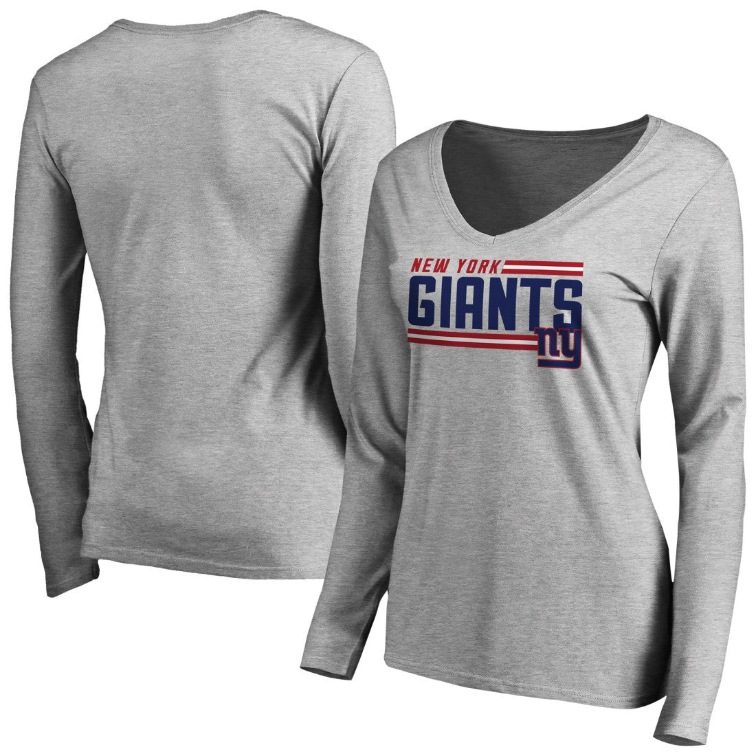 NFL New York Giants Women's Iconic Collection On Side Stripe Long Sleeve V-Neck T-Shirt