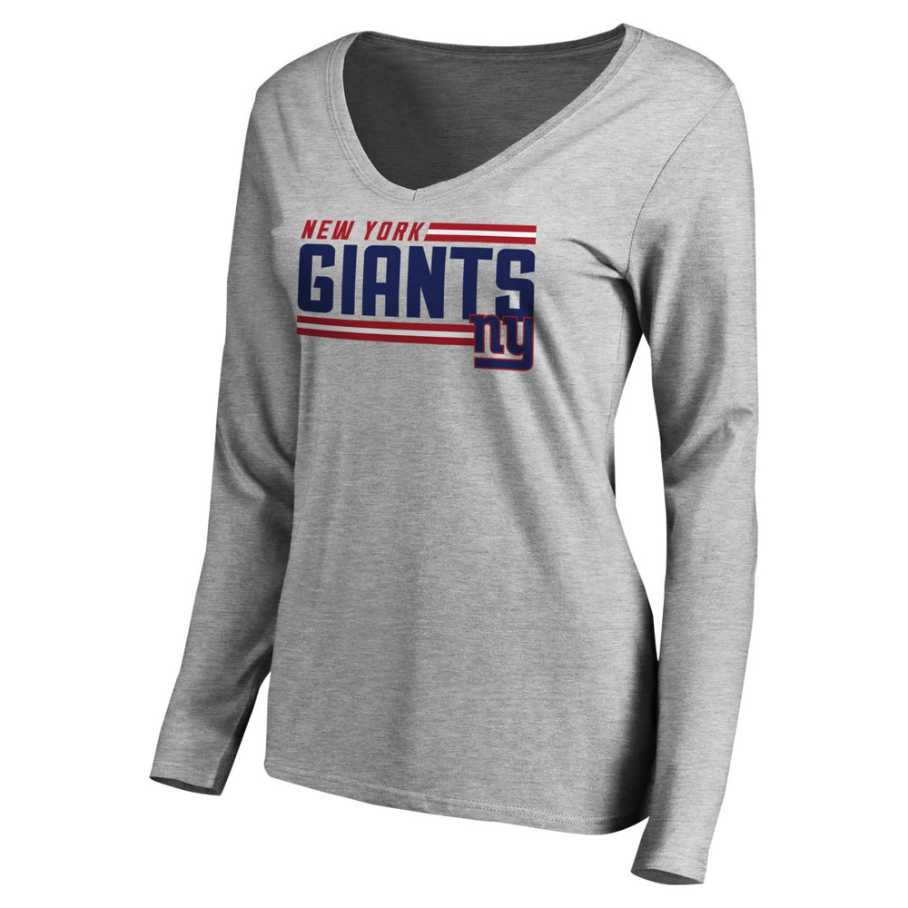 NFL New York Giants Women's Iconic Collection On Side Stripe Long Sleeve V-Neck T-Shirt
