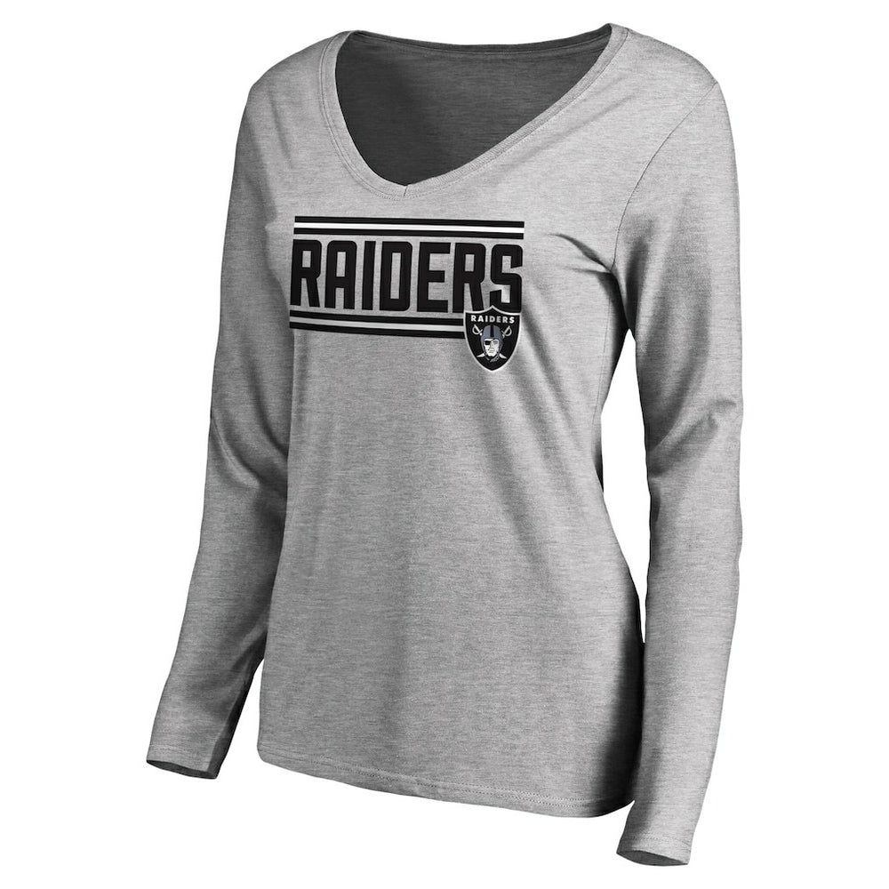 NFL Las Vegas Raiders Women's Iconic Collection On Side Stripe Long Sleeve V-Neck T-Shirt