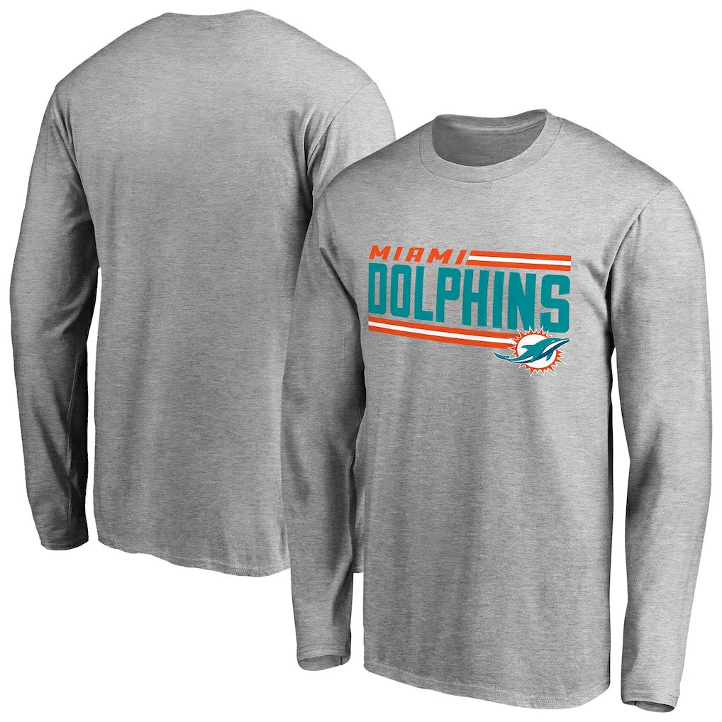 NFL Miami Dolphins Iconic Collection On Side Stripe Long Sleeve T-Shirt