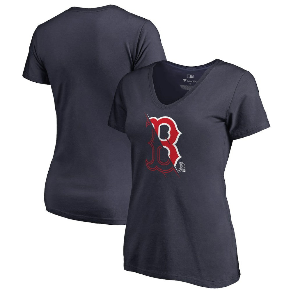 Boston Red Sox Women's X-Ray V-Neck T-Shirt - Navy