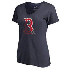 Boston Red Sox Women's X-Ray V-Neck T-Shirt - Navy