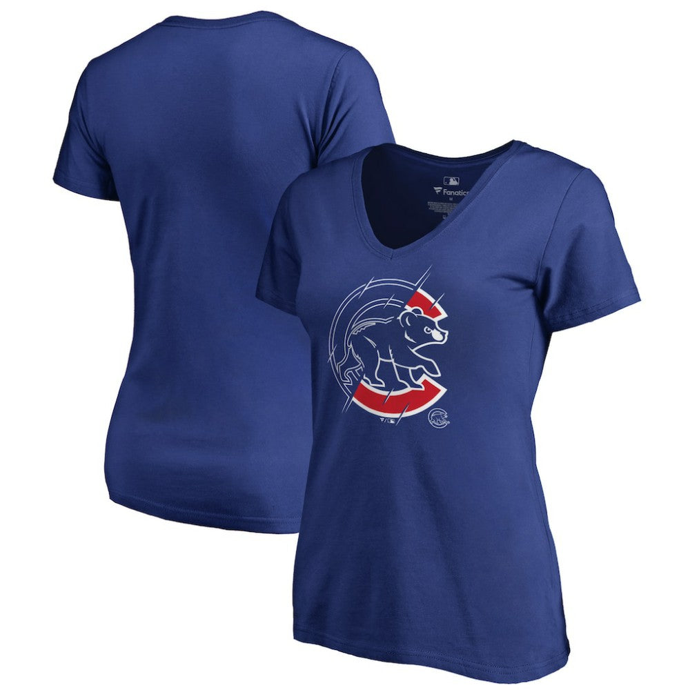 Chicago Cubs Women's X-Ray V-Neck T-Shirt - Royal