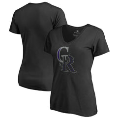 Colorado Rockies Women's X-Ray V-Neck T-Shirt - Black