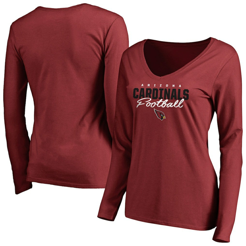 NFL Arizona Cardinals Women's Iconic Collection Script Assist Long Sleeve V-Neck T-Shirt