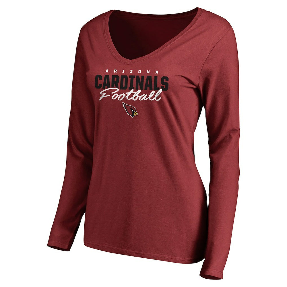 NFL Arizona Cardinals Women's Iconic Collection Script Assist Long Sleeve V-Neck T-Shirt