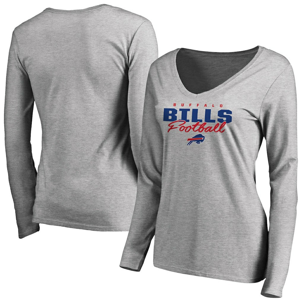 NFL Buffalo Bills Women's Iconic Collection Script Assist Long Sleeve V-Neck T-Shirt