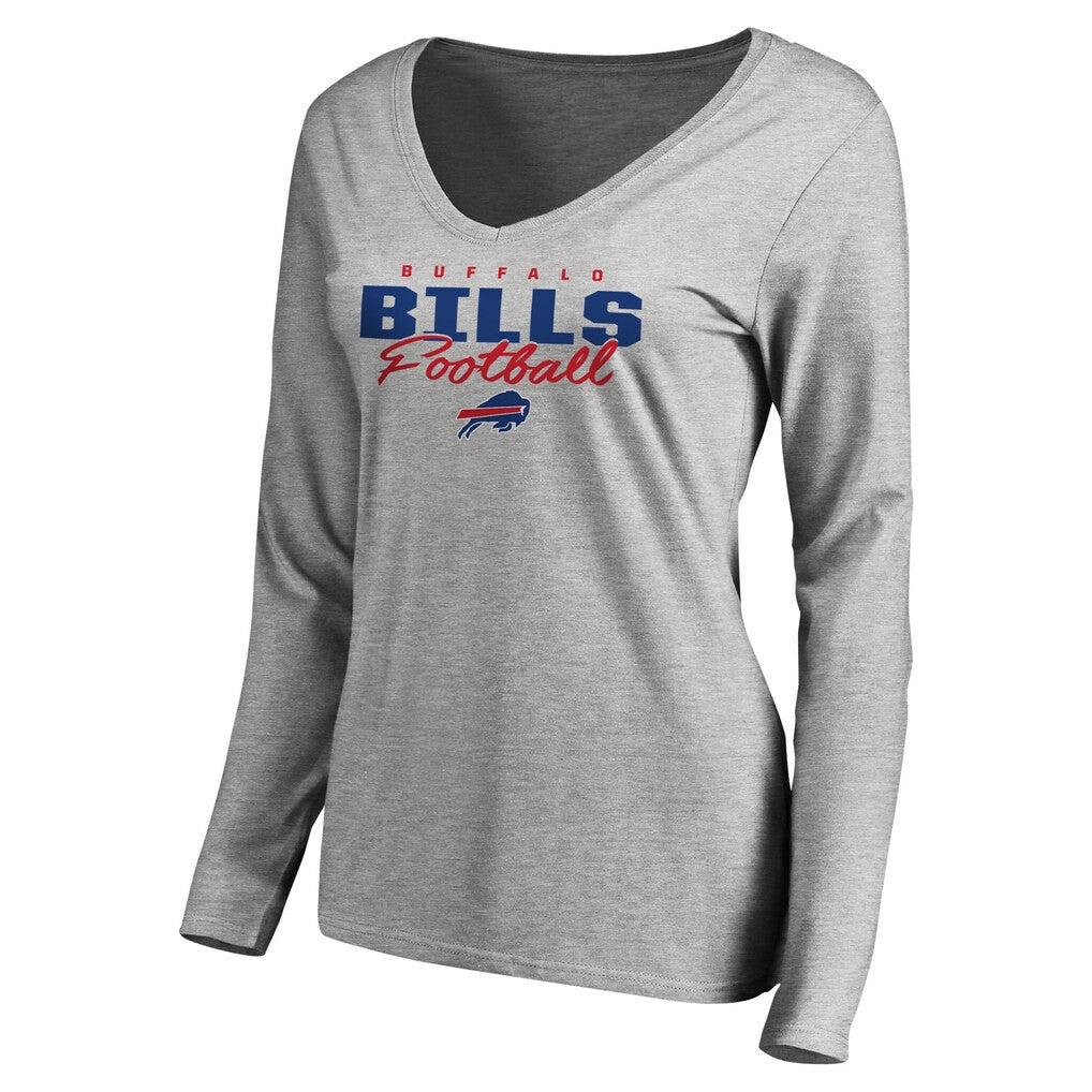 NFL Buffalo Bills Women's Iconic Collection Script Assist Long Sleeve V-Neck T-Shirt
