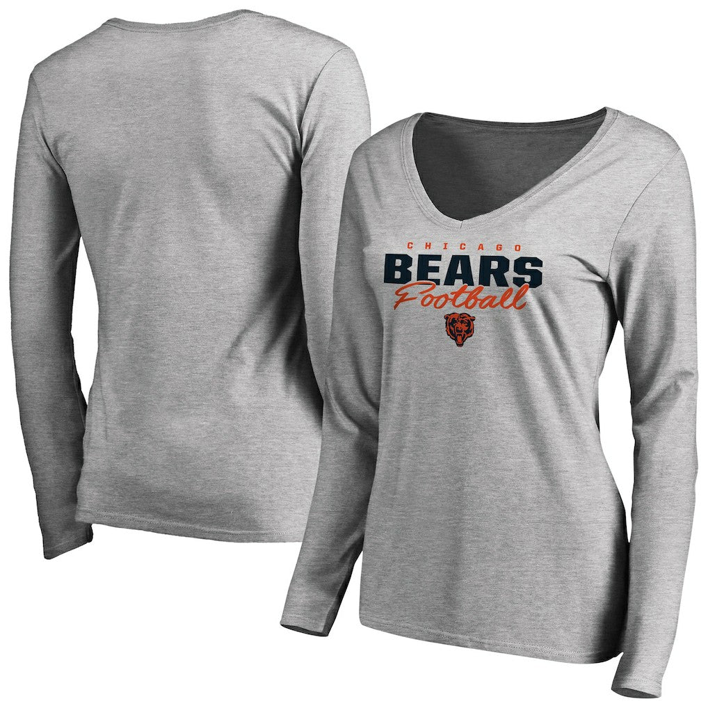 NFL Chicago Bears Women's Iconic Collection Script Assist Long Sleeve V-Neck T-Shirt
