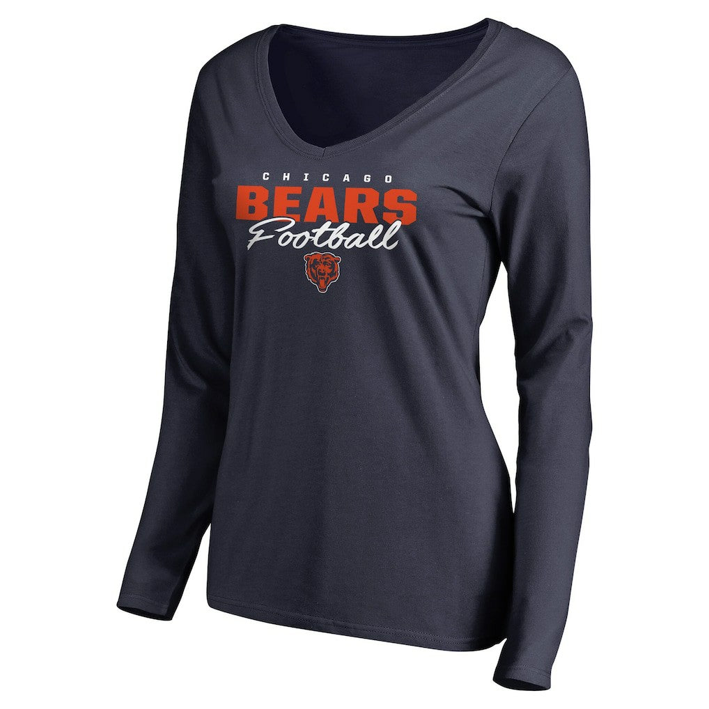 NFL Chicago Bears Women's Iconic Collection Script Assist Long Sleeve V-Neck T-Shirt