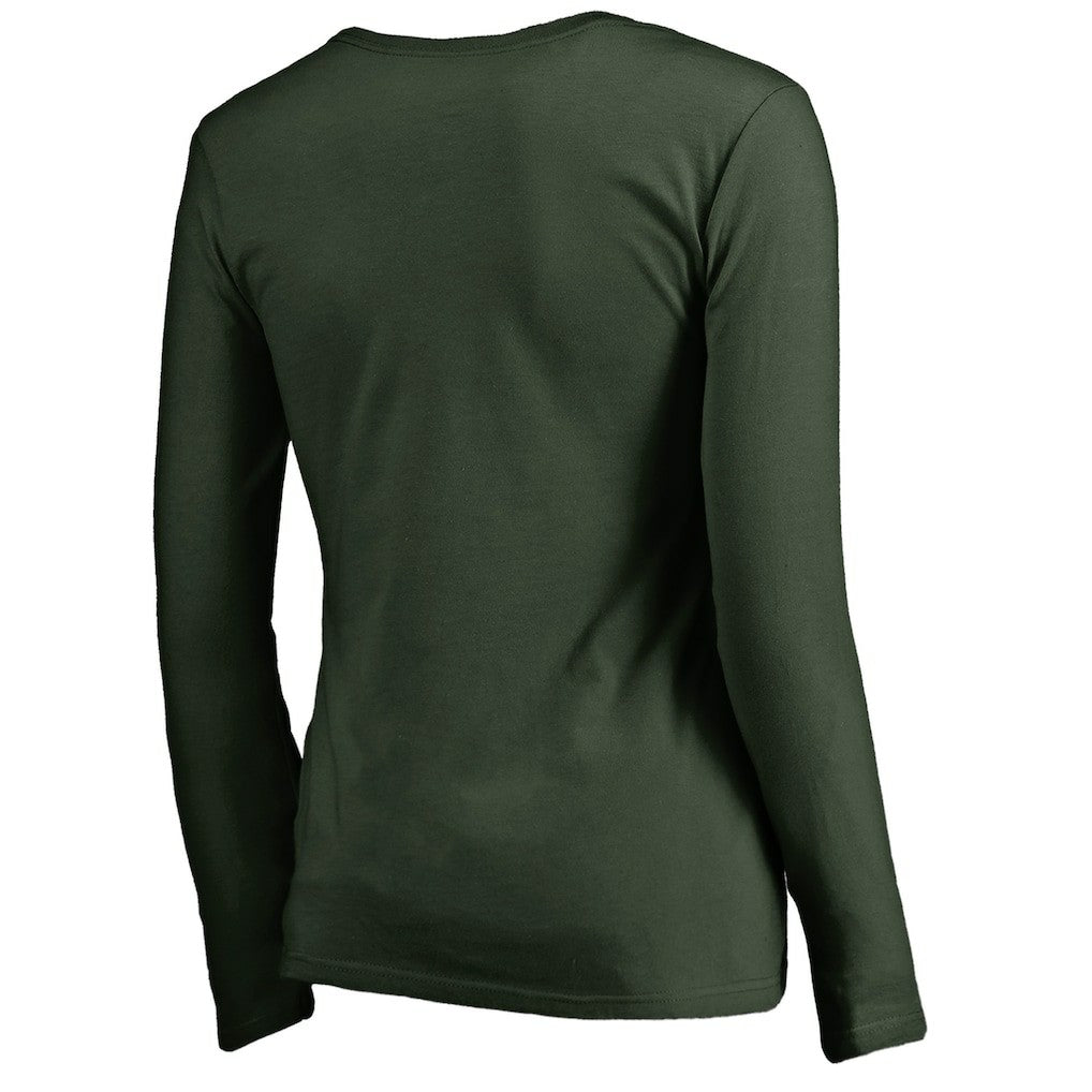 NFL Green Bay Packers Women's Iconic Collection Script Assist Long Sleeve V-Neck T-Shirt