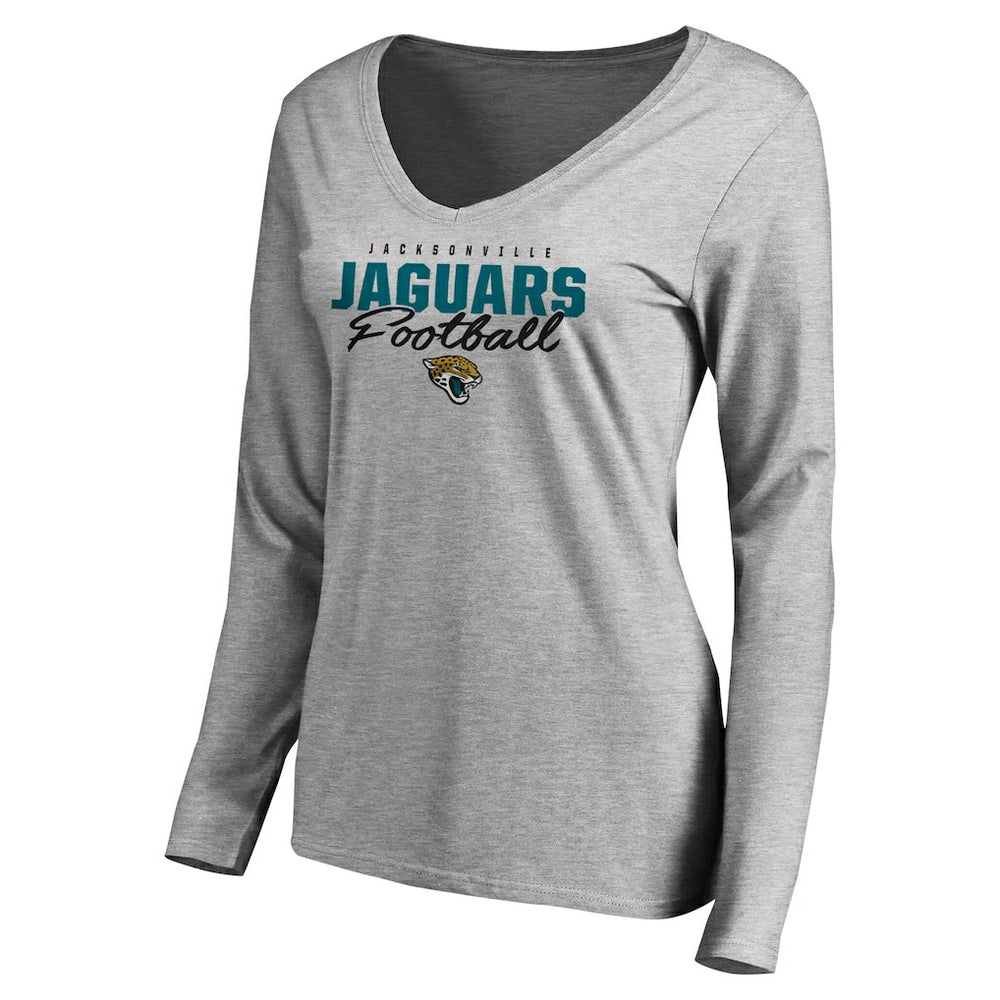 NFL Jacksonville Jaguars Women's Iconic Collection Script Assist Long Sleeve V-Neck T-Shirt