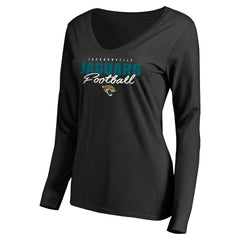 NFL Jacksonville Jaguars Women's Iconic Collection Script Assist Long Sleeve V-Neck T-Shirt