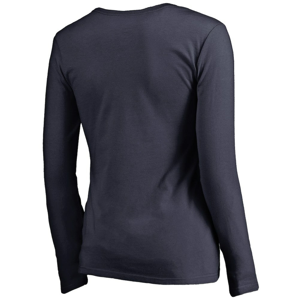 NFL New England Patriots Women's Iconic Collection Script Assist Long Sleeve V-Neck T-Shirt