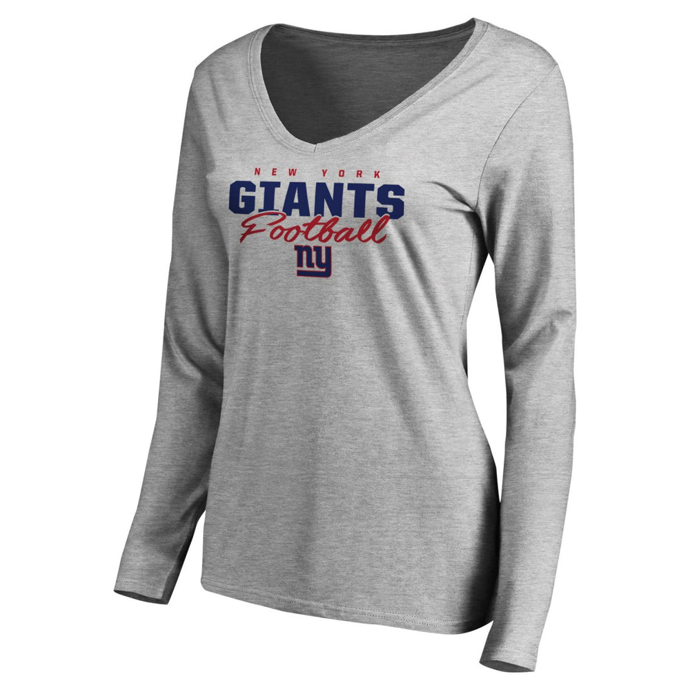 NFL New York Giants Women's Iconic Collection Script Assist Long Sleeve V-Neck T-Shirt