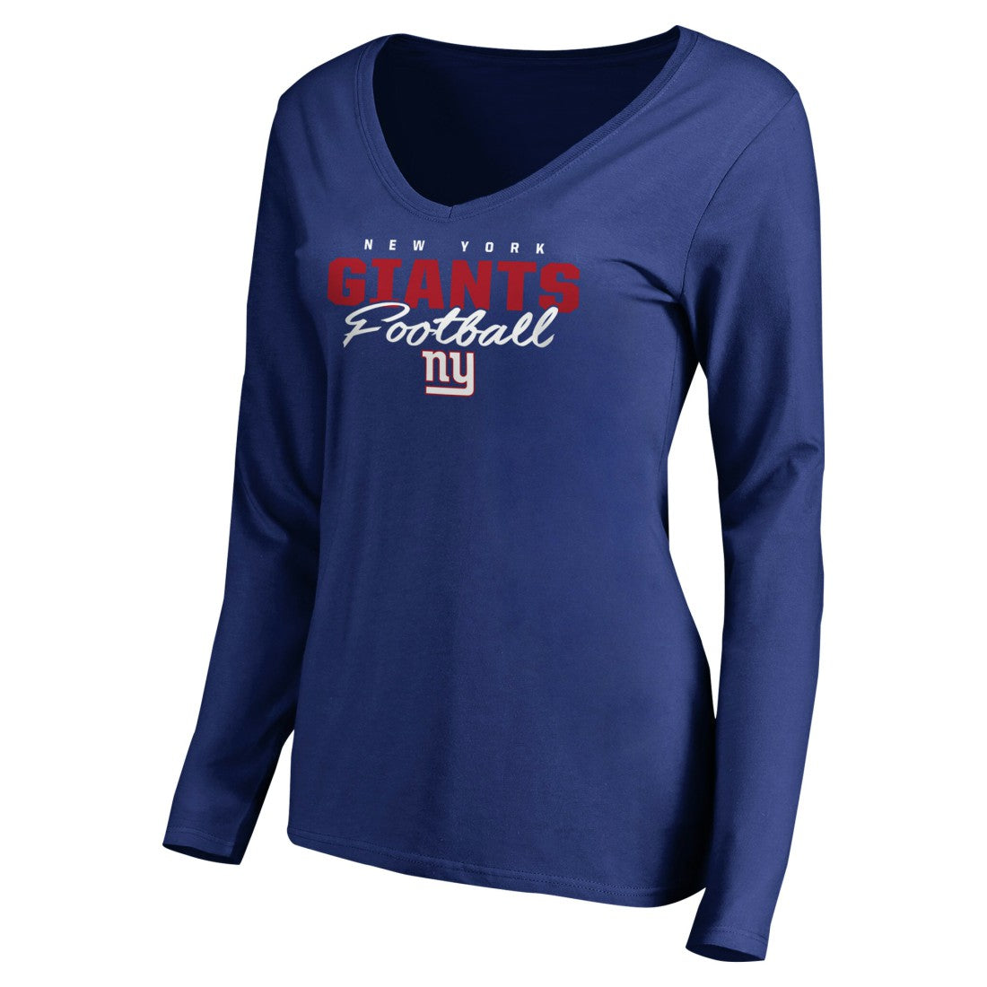 NFL New York Giants Women's Iconic Collection Script Assist Long Sleeve V-Neck T-Shirt