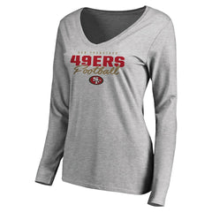 NFL San Francisco 49ers Women's Iconic Collection Script Assist Long Sleeve V-Neck T-Shirt
