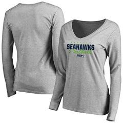NFL Seattle Seahawks Women's Iconic Collection Script Assist Long Sleeve V-Neck T-Shirt