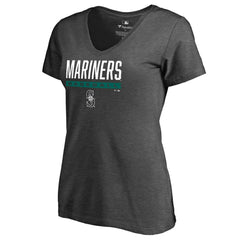 Seattle Mariners Women's Win Stripe V-Neck T-Shirt - Ash