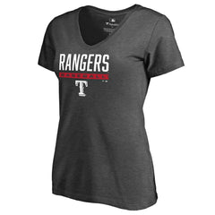 Texas Rangers Women's Win Stripe V-Neck T-Shirt - Ash