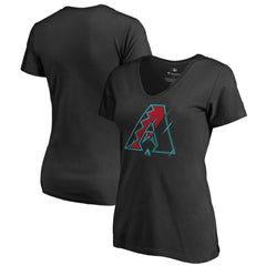 Arizona Diamondbacks Women's X-Ray V-Neck T-Shirt - Black
