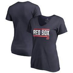 Boston Red Sox Women's Onside Stripe V-Neck T-Shirt - Navy