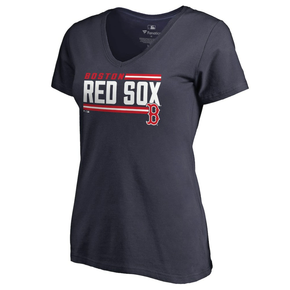 Boston Red Sox Women's Onside Stripe V-Neck T-Shirt - Navy