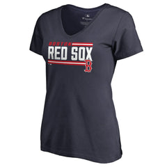 Boston Red Sox Women's Onside Stripe V-Neck T-Shirt - Navy