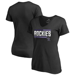 Colorado Rockies Women's Onside Stripe V-Neck T-Shirt - Black