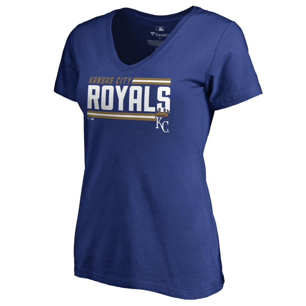 Kansas City Royals Women's Onside Stripe V-Neck T-Shirt - Royal