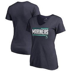 Seattle Mariners Women's Onside Stripe V-Neck T-Shirt - Navy