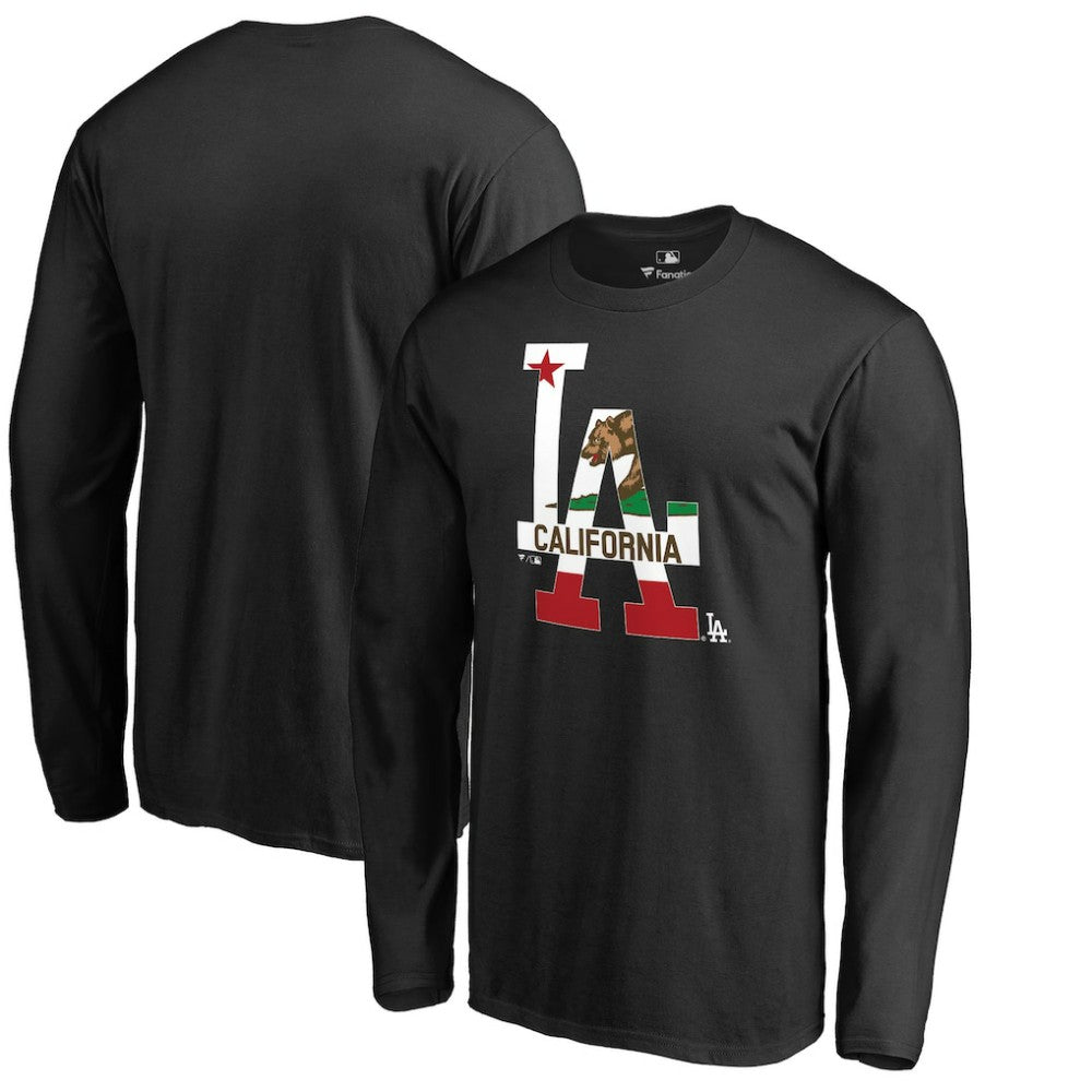 Los Angeles Dodgers Hometown Collection Cali Flag Long Sleeve T-Shirt - Black