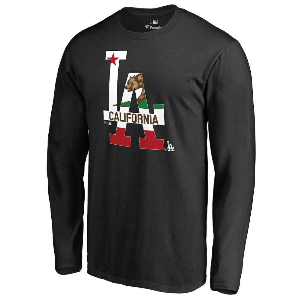 Los Angeles Dodgers Hometown Collection Cali Flag Long Sleeve T-Shirt - Black