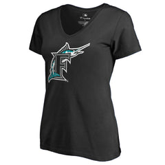 Florida Marlins Women's Cooperstown Collection Vintage Forbes V-Neck T-Shirt - Black