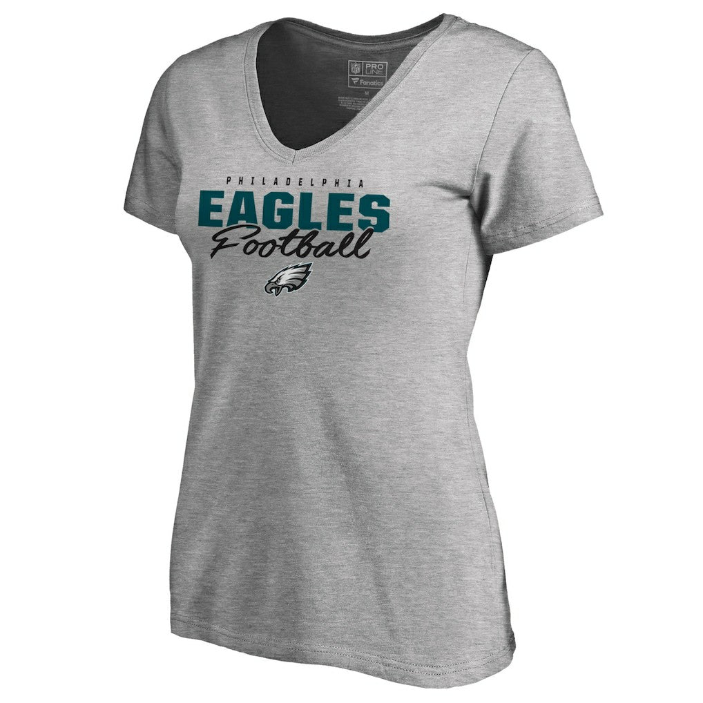 NFL Philadelphia Eagles Women's Iconic Collection Script Assist V-Neck T-Shirt