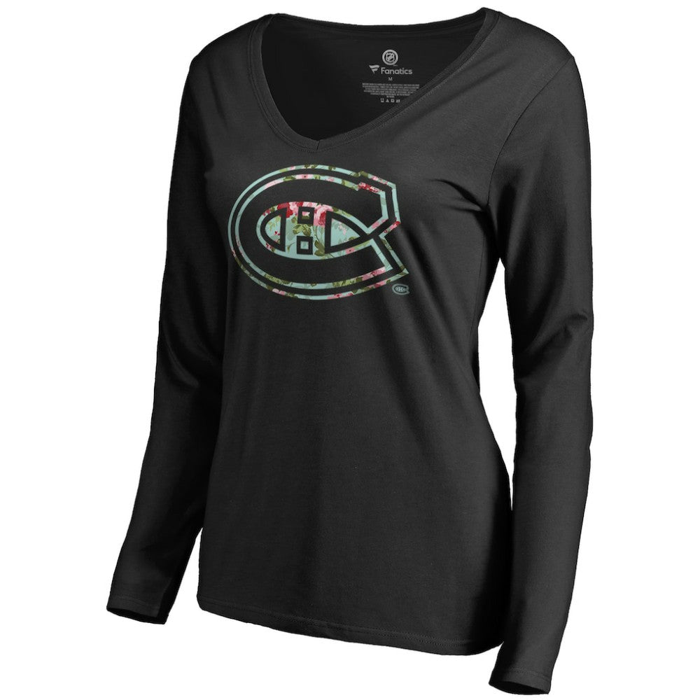 Montreal Canadiens Women's Lovely Long Sleeve V-Neck T-Shirt