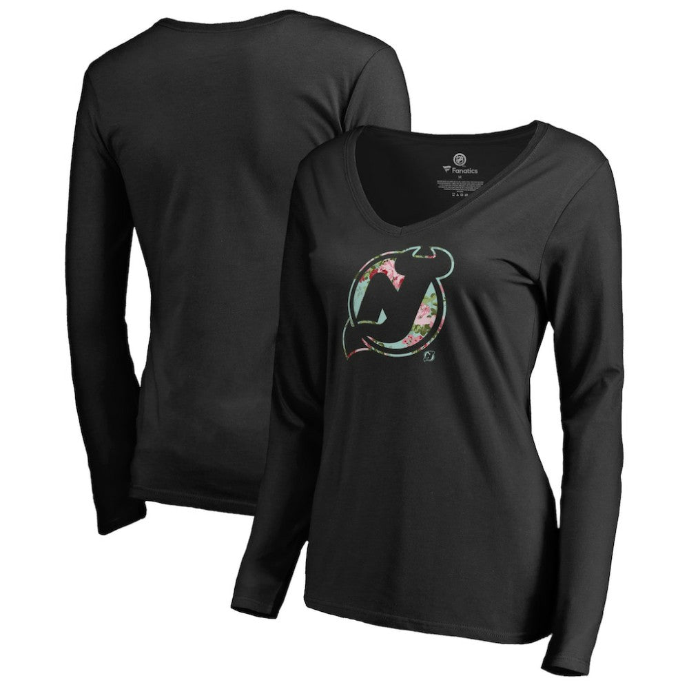 New Jersey Devils Women's Lovely Long Sleeve V-Neck T-Shirt