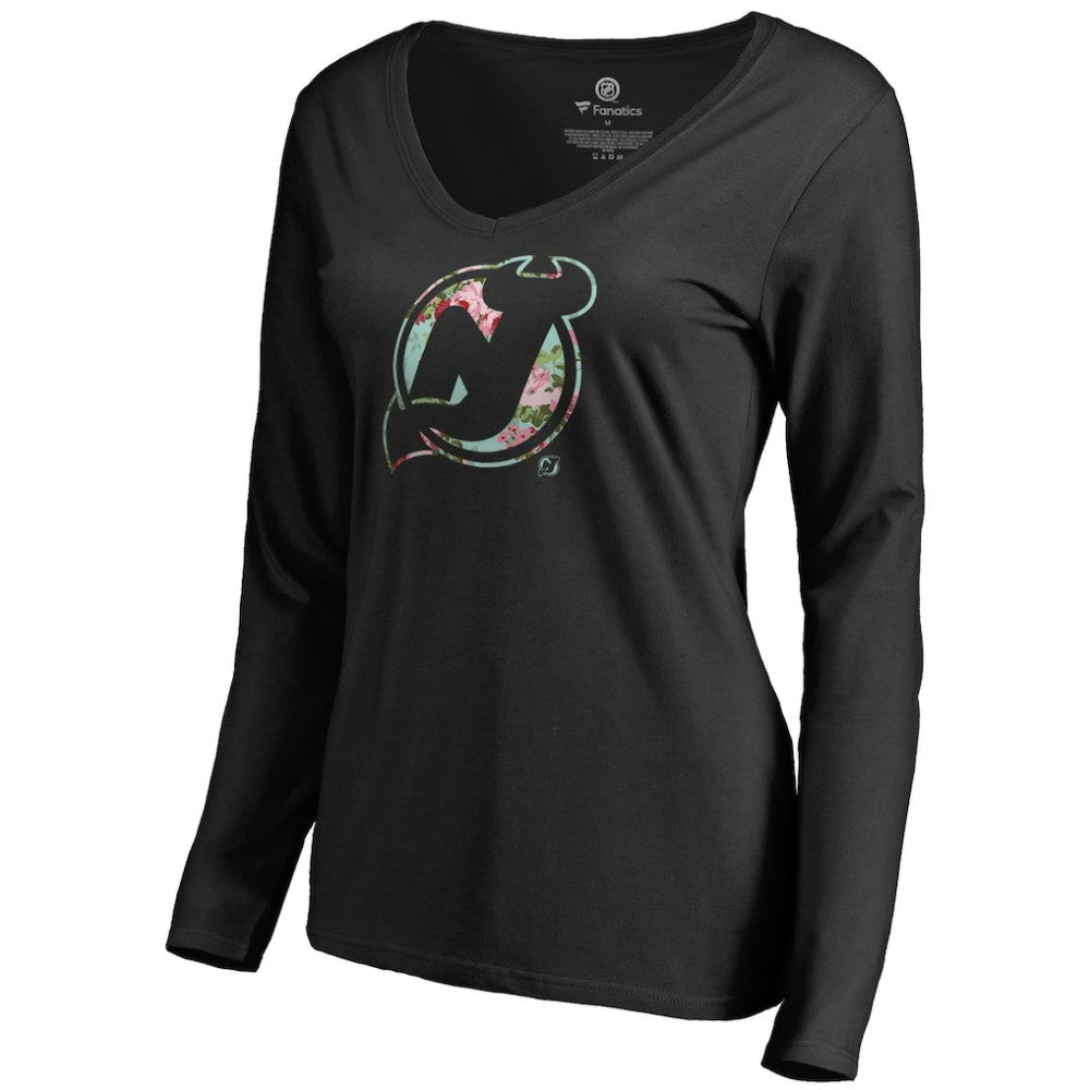 New Jersey Devils Women's Lovely Long Sleeve V-Neck T-Shirt
