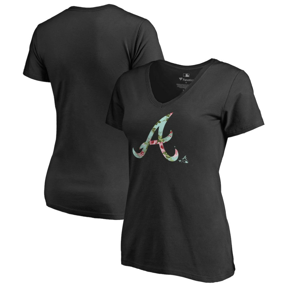 Atlanta Braves Women's Lovely V-Neck T-Shirt - Black
