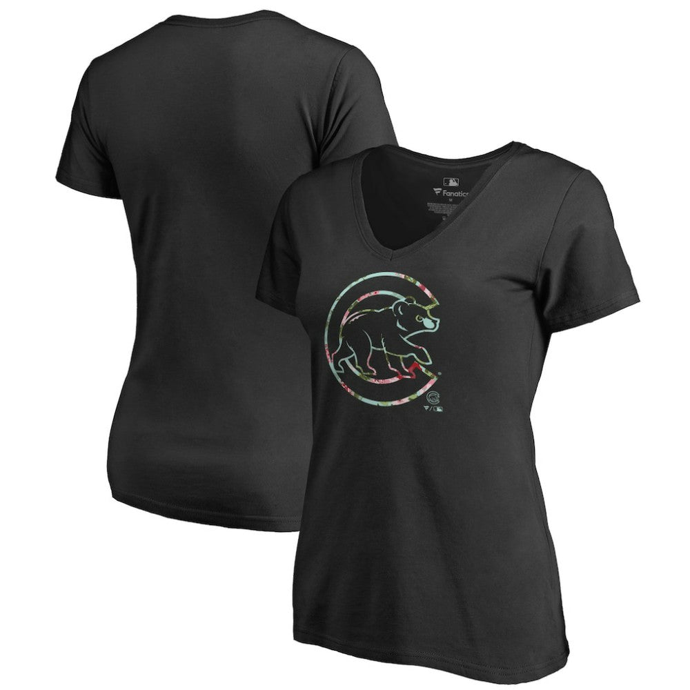 Chicago Cubs Women's Lovely V-Neck T-Shirt - Black