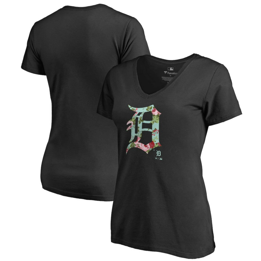 Detroit Tigers Women's Lovely V-Neck T-Shirt - Black