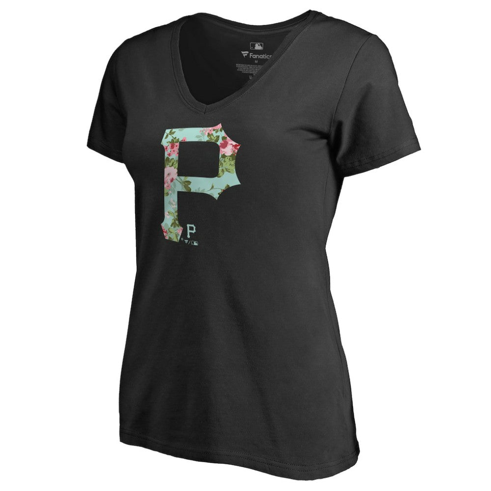 Pittsburgh Pirates Women's Lovely V-Neck T-Shirt - Black